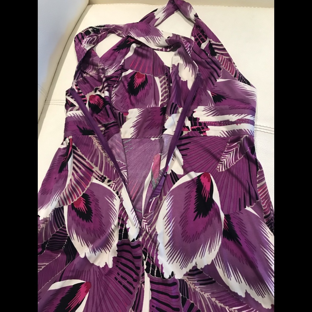 Elie Tahari purple palm print silk 'Melanie' dress - Picture 8 of 10